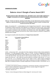 COMUNICATO STAMPA Salerno vince il Google eTowns Award