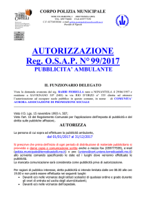 Reg. OSAP N° 99/2017 - Unione Terre di Castelli