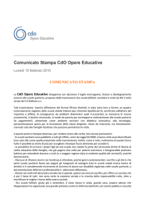 Comunicato Stampa CdO Opere Educative