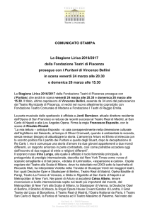 Comunicato stampa - Fondazione Teatri di Piacenza