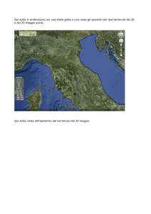 Mappa degli epicentri dei terremoti del 20 e 29 maggio 2012.