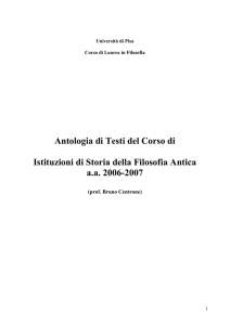 Antologia Testi Istituzioni di Storia della FIlosofia Antica