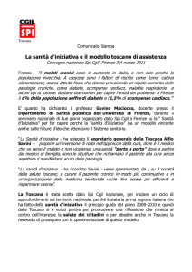 Toscana Comunicato Stampa La sanità d`iniziativa e il modello