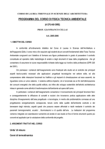 prof. gianfranco cellai - Corso di Laurea Triennale in Scienze dell