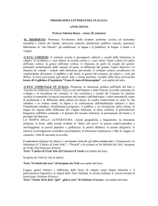 PROGRAMMA LETTERATURA ITALIANA ANNO 2015/16 Prof.ssa