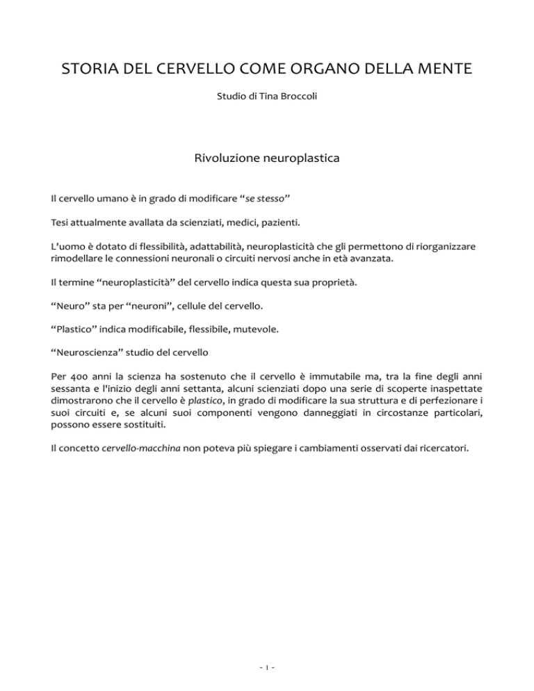 storia del cervello come organo della mente
