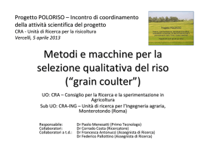 Metodi e macchine per la selezione qualitativa del riso (“grain coulter”)