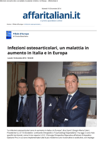 Infezioni osteoarticolari, un malattia in aumento in Italia e in Europa
