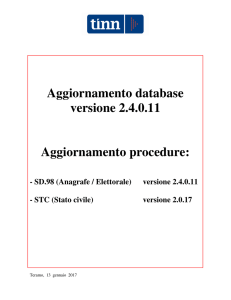 Aggiornamento database versione 2.4.0.11 Aggiornamento