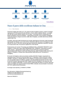 Nasce il Parco delle Eccellenze Italiane in Cina (PDF Scaricabile)