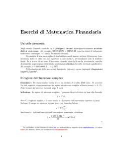 Esercizi di Matematica Finanziaria