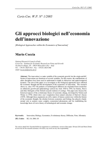 Ceris-Cnr, WP N° 1/2005 Gli approcci biologici nell`economia dell