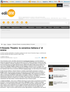 Il Soweto Theatre: la ceramica italiana e` di scena