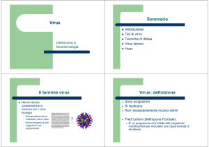 Virus Sommario Il termine virus Virus: definizione