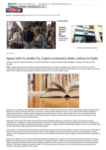 Spesa sotto la media Ue, il peso economico della cultura in Italia