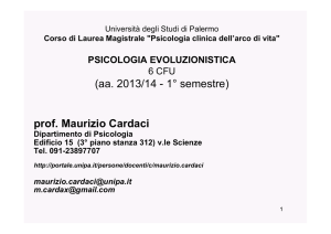 PSICOLOGIA EVOLUZIONISTICA - Prof. Maurizio Cardaci