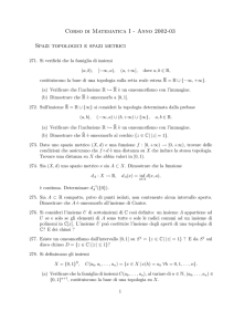 Corso di Matematica I - Anno 2002-03 Spazi topologici e spazi metrici
