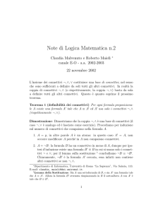 Note di Logica Matematica n.2 - Sapienza