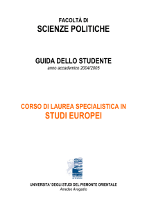 Corso di Laurea Specialistica in Studi Europei