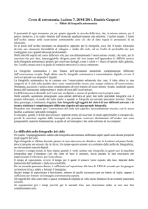 Corso di astronomia, Lezione 7, 20/01/2011. Daniele Gasparri