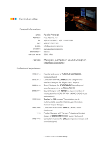 Paolo Principi Musician, Composer, Sound Designer, Interface