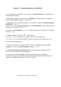 Capitolo 9 – Equazioni algebriche e riducibilità