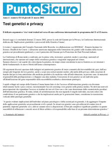 Stampa - Test genetici e privacy