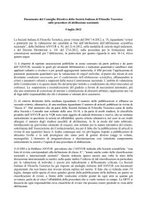 Documento del Consiglio Direttivo della Società Italiana di Filosofia