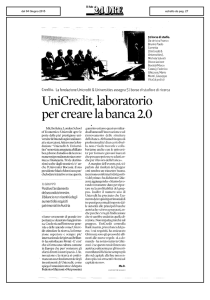 UniCredit, laboratorio per creare la banca 2.0