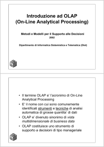 Introduzione ad OLAP (On-Line Analytical Processing)