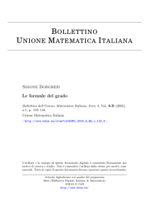 Le formule del grado - bdim: Biblioteca Digitale Italiana di Matematica
