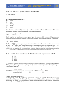 risposte motivate quiz d`ammissione 2000-2001 matematica
