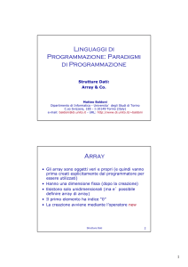 Linguaggi di Programmazione: Paradigmi di Programmazione Array