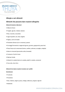 Allergie a vari alimenti Alimenti che possono dare reazioni allergiche