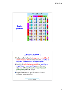 Codice genetico CODICE GENETICO