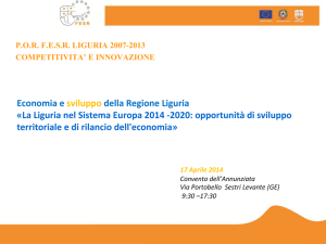 Economia e sviluppo della Regione Liguria «La Liguria nel Sistema