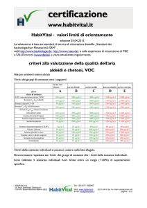 criteri di valutazione delle misurazioni VOC/aldeidi