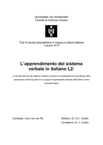 L`apprendimento del sistema verbale in italiano L2 - UvA-DARE