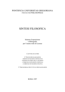 Sintesi filosofica online - Pontificia Università Gregoriana