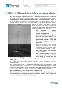 1892-2010: 120 anni di storia dell`energia elettrica a Roma