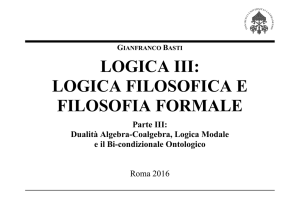 LOGICA III: LOGICA FILOSOFICA E FILOSOFIA FORMALE