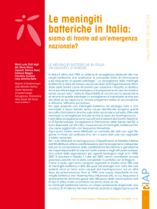 Le meningiti batteriche in Italia: siamo di fronte ad un`emergenza