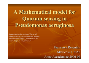 A Mathematical model for Quorum sensing in Pseudomonas