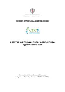 PREZZARIO REGIONALE DELL`AGRICOLTURA Aggiornamento 2016