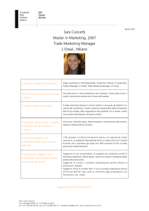 Sara Concetti Master in Marketing, 2007 Trade Marketing Manager