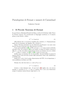 Pseudoprimi di Fermat e numeri di Carmichael