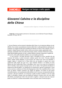 Giovanni Calvino e la disciplina della Chiesa
