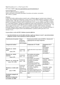 Classificazione dei pazienti Target terapeutico (Colesterolo LDL in