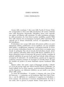 ENRICO MORONI L`IDEA FEDERALISTA Astuzia della cronologia. I