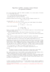 Algoritmo euclideo, massimo comun divisore ed equazioni diofantee